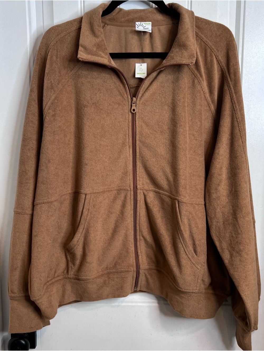 OFFLINE By Aerie Towel Terry Full Zip Sweatshirt Jacket. Size X-Large. NWT. - Picture 2 of 14